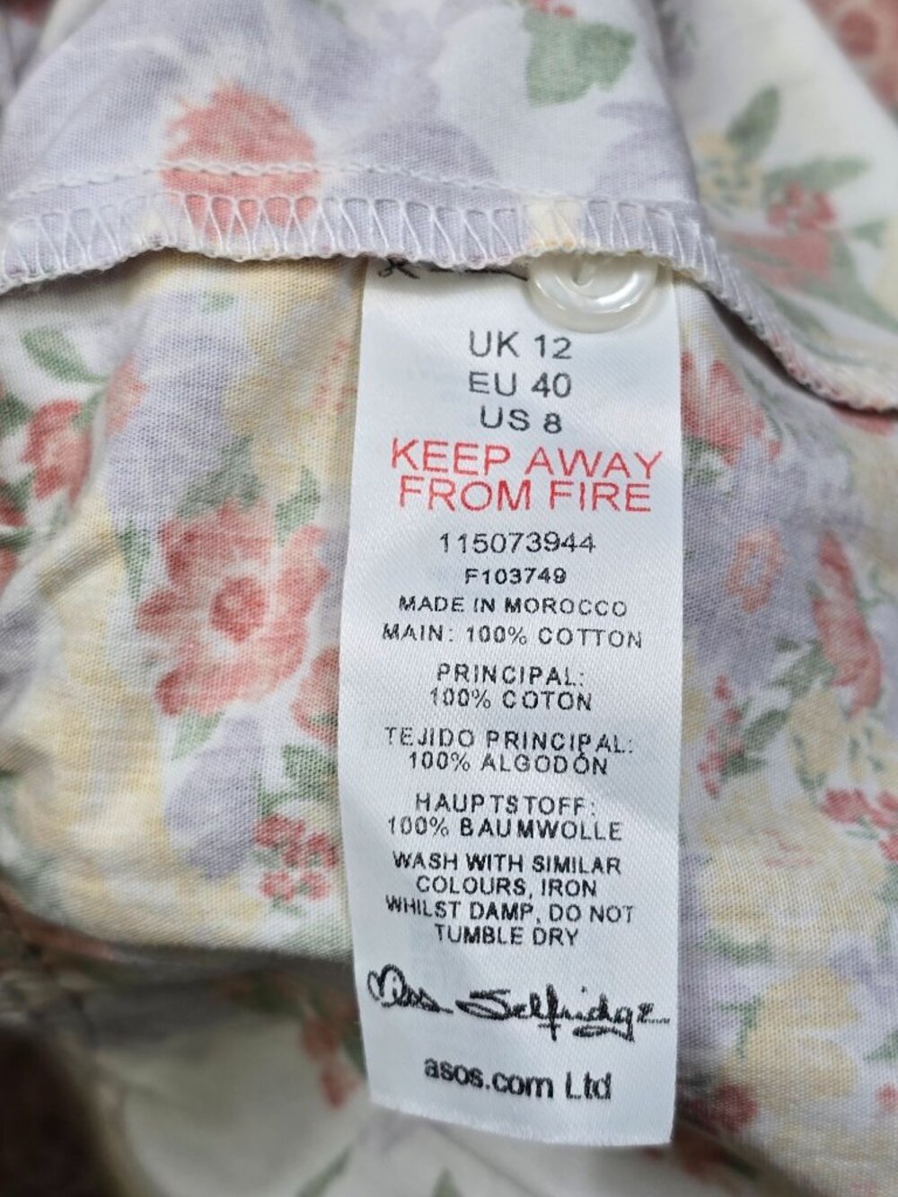 Miss Selfridge 8 Floral 100% Cotton Midi Dress Puff Sleeve Open Back Cottagecore - Picture 4 of 5